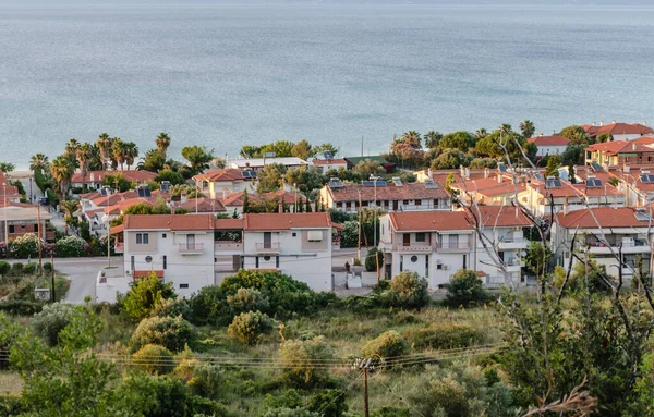 Yunanistan Pefkochori Kentinin Sahil Şeridinin Panoramik Manzarası — Stok fotoğraf