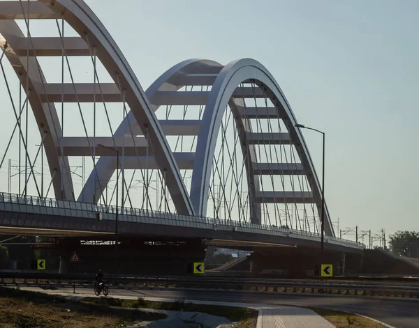 Novi Sad Serbia July 2022 Zezelj Bridge Danube City Novi — Foto de Stock