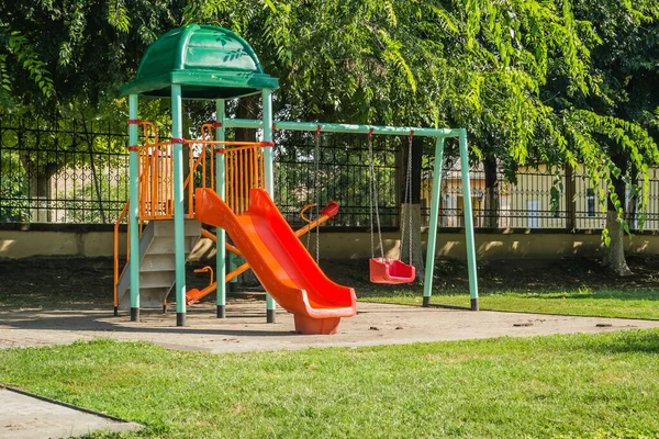 A big colorful children playground equipment. Children's playground in the town of Srbobran in Vojvodina.