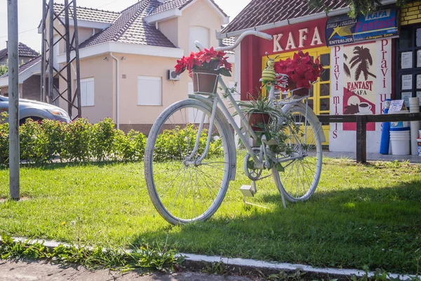 Srbobran Town Serbia Novi Sad Serbia White Bicycles Decoration Front — Stock fotografie