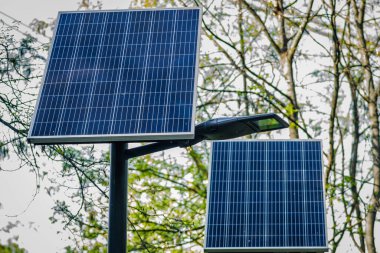 Solar panels of the alternative energy system have been installed on the promenade in the city park in Kamenica, near the city of Novi Sad, Serbia.