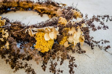 Traditional view of Serbia: Braided Wreath of flowers above the door.