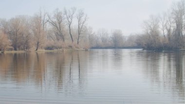 Panoramic view of the Danube river delta in winter.