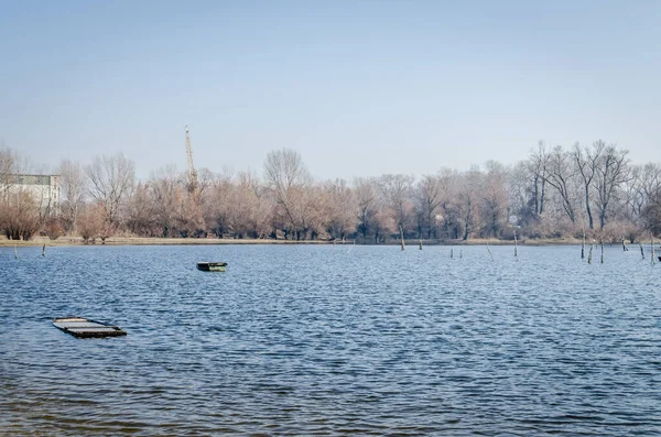 Panoramic View Danube River Delta Winter View Danube River Delta — 스톡 사진