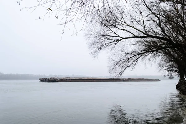 Tankers Danube River Winter Period Anchored Tankers Danube River Winter — Photo