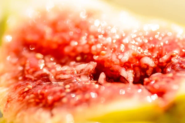 Macro Shot Fig Shows Juicy Fruit Pulp Seeds — Stockfoto