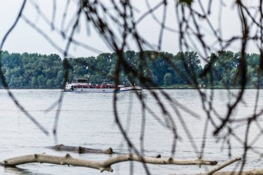 Novi Sad, Serbia - September 29. 2019: Tanker on the river Danube in Petrovaradin near the town of Novi Sad.