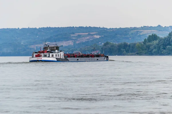 Novi Sad, Serbia - September 29. 2019: Tanker on the river Danube in Petrovaradin near the town of Novi Sad.