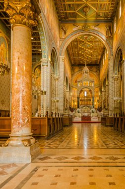 Pecs, Hungary - October 06, 2018: The interior of the Basilica of St. Peter & st. Paul's Cathedral in Pecs, Hungary.