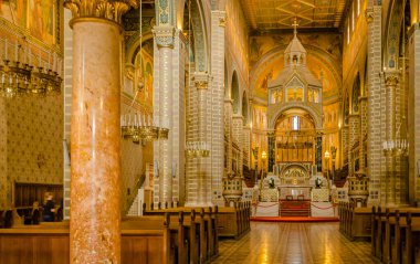 Pecs, Hungary - October 06, 2018: The interior of the Basilica of St. Peter & st. Paul's Cathedral in Pecs, Hungary.