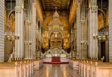 Pecs, Hungary - October 06, 2018: The interior of the Basilica of St. Peter & st. Paul's Cathedral in Pecs, Hungary.