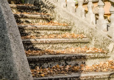 Pecs, Hungary - October 06, 2018: Old stairs in Pecs, Hungary