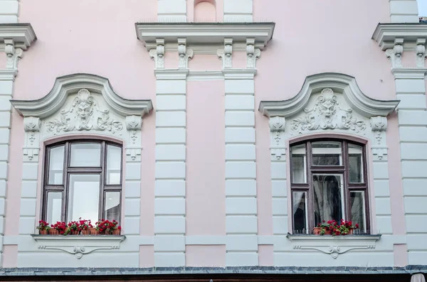 Pecs Hungary October 2018 Windows Decorative Baroque Facades Center Pecs — Foto de Stock