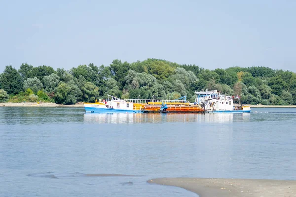 View Danube River Tanker River Danube Petrovaradin Town Novi Sad — Fotografia de Stock