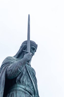 Belgrade, Serbia - August 22, 2022. View of the Statue of Stafan Nemanja in the center of Belgrade, Serbia. The monument to Stefan Nemanja is located on Sava Square in Belgrade, at the beginning of Nemanja Street.