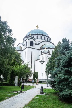 View of the Saint Sava temple in Belgrade. View of the temple of Saint Sava in the municipality of Vracarm, Belgrade.