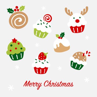 Kış arkaplanındaki Noel keki - renkli