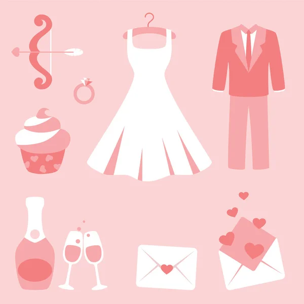 Bruiloftssymbool Teken Roze Achtergrond — Stockvector