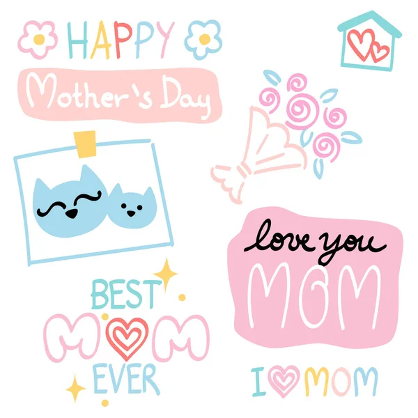 Mother Day Collection Hand Drawn — Stock Vector