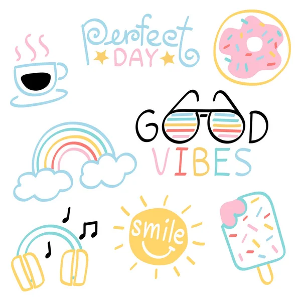 Good Vibes Collection Hand Drawn — Image vectorielle