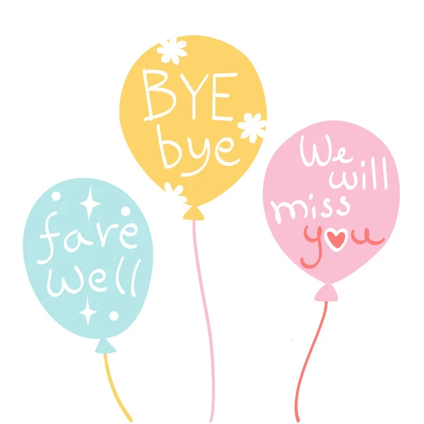 Bye Bye Balloon Hand Drawn — Wektor stockowy