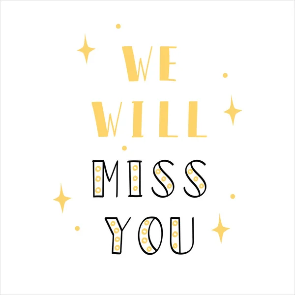 Miss You Card Hand Drawn — Vettoriale Stock