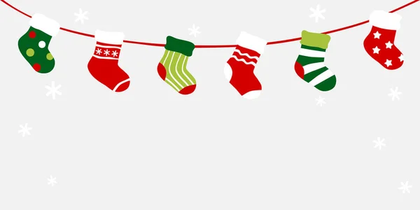 Χριστούγεννα Bunting Κάλτσα Στο Φόντο Του Χειμώνα — Διανυσματικό Αρχείο