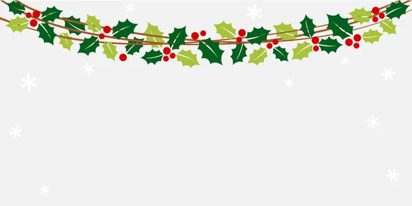 Christmas Bunting Holly Leaves Winter Background — ストックベクタ