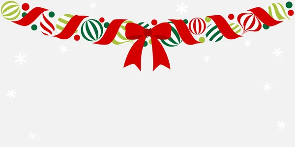 Χριστουγεννιάτικο Bunting Στολίδι Και Κορδέλα Στο Φόντο Του Χειμώνα — Διανυσματικό Αρχείο