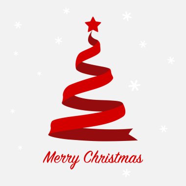 Christmas tree ribbon on winter background