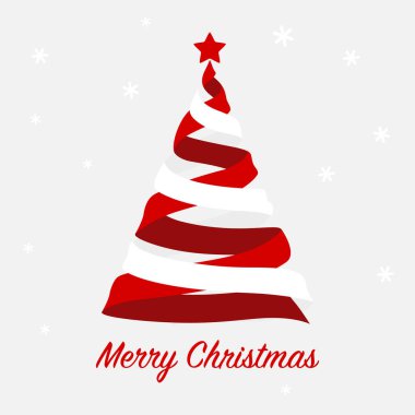 Christmas tree ribbon on winter background