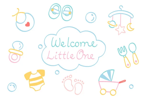 Nuova Baby Card Disegnata Mano — Vettoriale Stock
