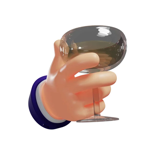 3D手拿着一杯带有香槟 节日理念的玛格丽塔 与白色背景隔离 3D渲染 — 图库照片