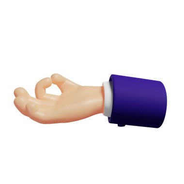 3D eller Gyan Mudra jesti, meditasyon konsepti, beyaz arka planda izole bir illüstrasyon, 3D görüntüleme