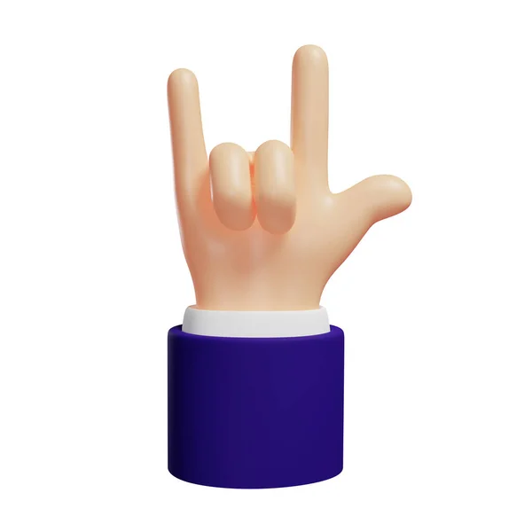 私はあなたが手話でジェスチャーを愛していることを示す3D手 Ilyの概念 白い背景に孤立したイラスト 3Dレンダリング — ストック写真