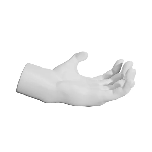 手の3D石膏彫刻は 手招き記号を示しています 白い背景に孤立招待状を示すここに翻訳 3Dレンダリング — ストック写真