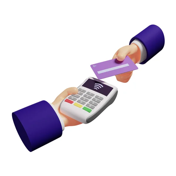 Paying Invoice Credit Card Terminal Concept Cashless Contactless Payment Isolated — Stock Photo, Image
