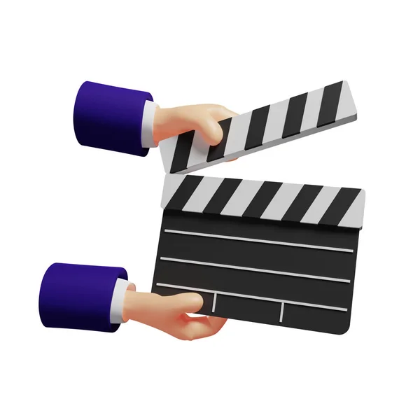 Hands Houdt Zwarte Film Productie Klapper Bord Videoproductie Film Cinema — Stockfoto