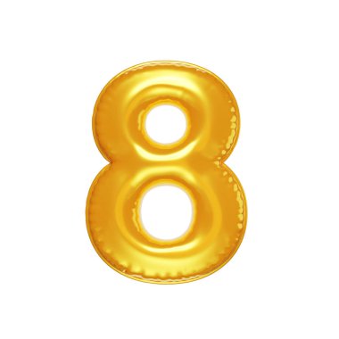 Sekiz numara şeklindeki balon, beyaz arkaplanda izole bir illüstrasyon, üç boyutlu görüntüleme