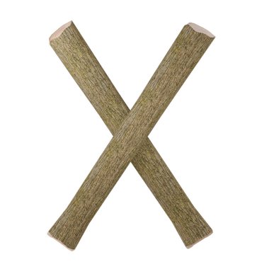 3d letter X in the style of wooden logs, isolated on white background, 3D illustration