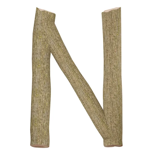 Letter Style Wooden Logs Isolated White Background Illustration — Stock Photo, Image