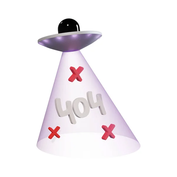 404 Error Ufo Page Found Alien Spaceship Lifting Number 404 — Foto Stock
