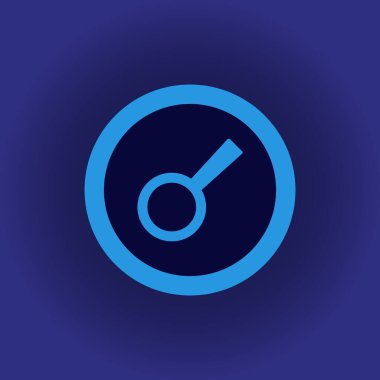 Mavi arka planda elle çizilmiş büyüteç. Mavi gradyan kağıt çıkartması. Büyütme vektör simgesi. Basit düz sembol. Mükemmel mavi resim çizimi bir daire içinde.