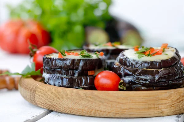 Parmigiana Melanzane Baked Eggplant Tomatoes Cheese Italy Sicily Cousine Close — стоковое фото