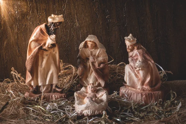 Geboorteplaats Traditionele Kersttafereel — Stockfoto