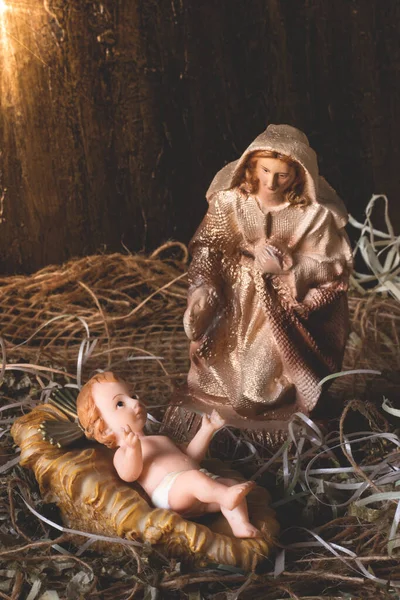 Geboorteplaats Traditionele Kersttafereel — Stockfoto