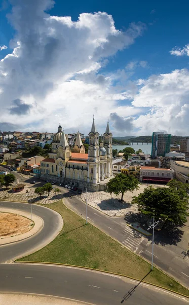 Foto Aérea Panorámica Ciudad Ilheus Bahia Con Vistas Catedral Sao —  Fotos de Stock