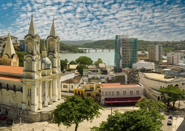 Foto Aérea Panorámica Ciudad Ilheus Bahia Con Vistas Catedral Sao —  Fotos de Stock