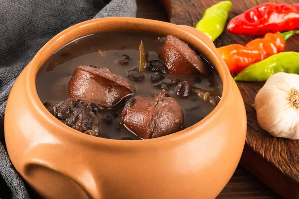 Фейджоада Типова Бразильська Їжа Традиційна Бразильська Кухня Чорними Бобами — стокове фото