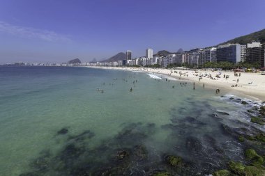 panoramic view of the beach of Leme and Copacabana in Rio de Janeiro Brazil.